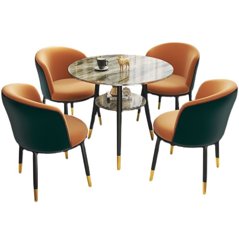 Traditional Luxury Round Dinner Table Sintered Stone Table with Black Frame Clearhalo ' dining_table' 'Dining Tables & Seating' 'Dining Tables' 'furn' 'furn_dining_table' 'Furniture' 'furniture_dining_table' 'Kitchen & Dining Furniture' 'kitchen&dining_furn' 'kitchen' 'kitchen_dining_table' 1200x1200_eed9a638-ba2d-4b6c-b644-0928fea916de