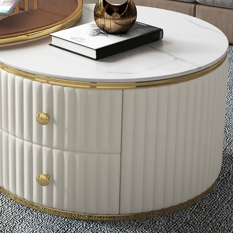 Round Coffee Table Glass Top Nesting Coffee Table Set with Golden Legs Clearhalo 'Coffee & Accent Tables' 'Coffee Tables' 'coffee_tables' 'furn' 'furn_coffee_tables' 'Furniture' 'Living Room Furniture' 1200x1200_eeda5f89-4b39-4a7b-947d-3106636c10b7