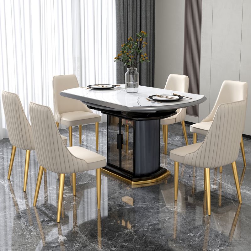 Glam Style Side Chair Parsons Leather Dining Chair with Gold Frame Clearhalo 'Dining Chairs' 'Dining Tables & Seating' 'dining_chair' 'furn' 'furn_dining_chair' 'Furniture' 'Kitchen & Dining Furniture' 1200x1200_eedb9662-aa37-4500-9f3b-04d32731e226