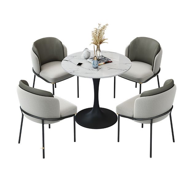 Contemporary Stone Dining Set 1/4/5 Pieces Round Dining Table Set with Padded Chairs Clearhalo 'Dining Room Sets' 'Dining Tables & Seating' 'dining_room_set' 'furn' 'furn_dining_room_set' 'Furniture' 'Kitchen & Dining Furniture' 1200x1200_eedbee4f-2ae4-4fa9-8daf-6bb8e1b3d439