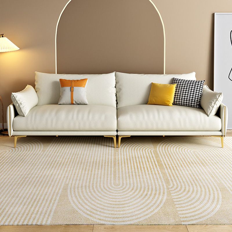 Pillow Top Arm Sofa Light Yellow Luxurious Sofa with Bolster Pillows