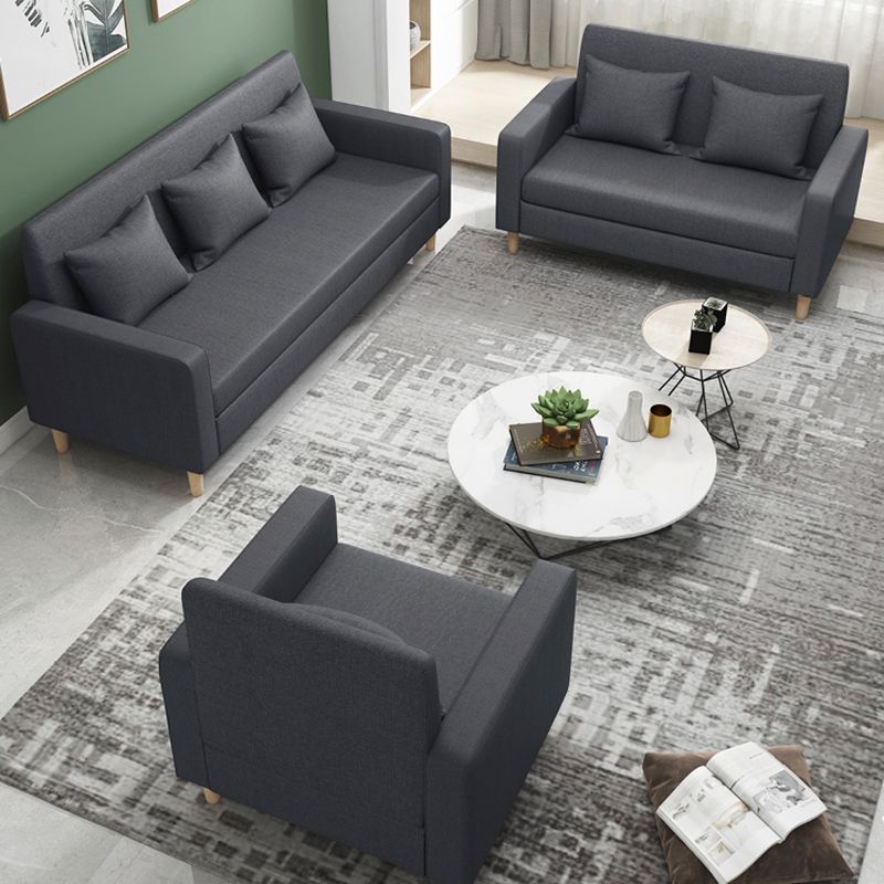 28.35" H Linen Square Arm Modern Sofa with Tight Back Slipcovered Sofa Clearhalo 'furn' 'furn_sofas' 'Furniture' 'furniture_sofas' 'kitchen' 'kitchen_sofas' 'Living Room Furniture' 'Sofa' 'sofas' 1200x1200_eedd798b-0768-434d-ad90-a69631a2c887