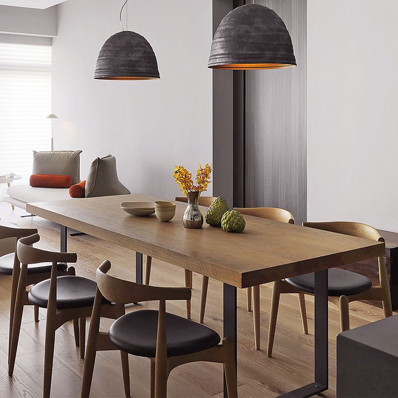 Modern Style Fixed Solid Wood Dining Room Table with 2 Black Metal Legs Kitchen Set Clearhalo 'Dining Room Sets' 'Dining Tables & Seating' 'dining_room_set' 'furn' 'furn_dining_room_set' 'Furniture' 'furniture_dining_room_set' 'Kitchen & Dining Furniture' 'kitchen&dining_furn' 'kitchen' 1200x1200_eedf7192-30e8-4ca5-8a0b-392aae0077c5