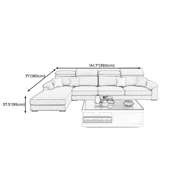 Scandinavian L-Shape Sofa and Chaise Pillow Top Arm High Back Sectional with Slipcover Clearhalo 'furn' 'furn_sectionals' 'Furniture' 'furniture_sectionals' 'kitchen' 'kitchen_sectionals' 'Living Room Furniture' 'Sectionals' 1200x1200_eee0ab53-abbc-42ee-b0c4-e758c5d3114e