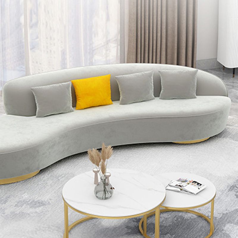 Contemporary Velvet Curved Sofa Armless Tight Back Seating for Living Room
