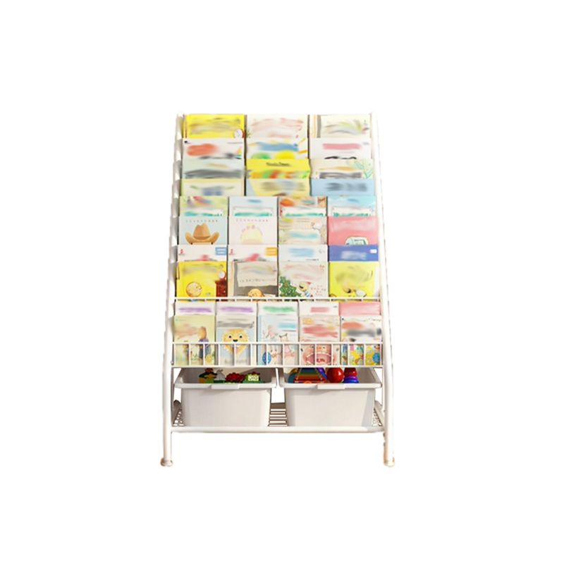 Scaffale per libri con scaletta chiusa in metallo, ripiani inclusi. Libreria inclusa