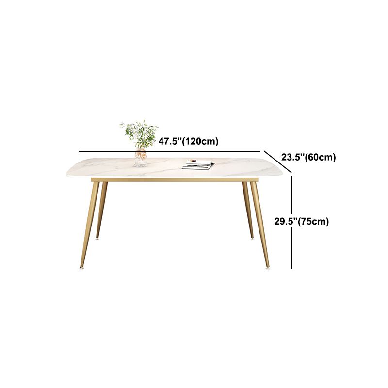 Set da tavolo da pranzo rettangolare glam 1/3/4/5 pezzi Dinette Set con top in pietra sinterizzata bianca