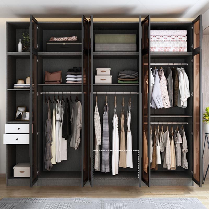 Armadio moderno grigio per mobile per finitura a specchio in casa con porta di vetro