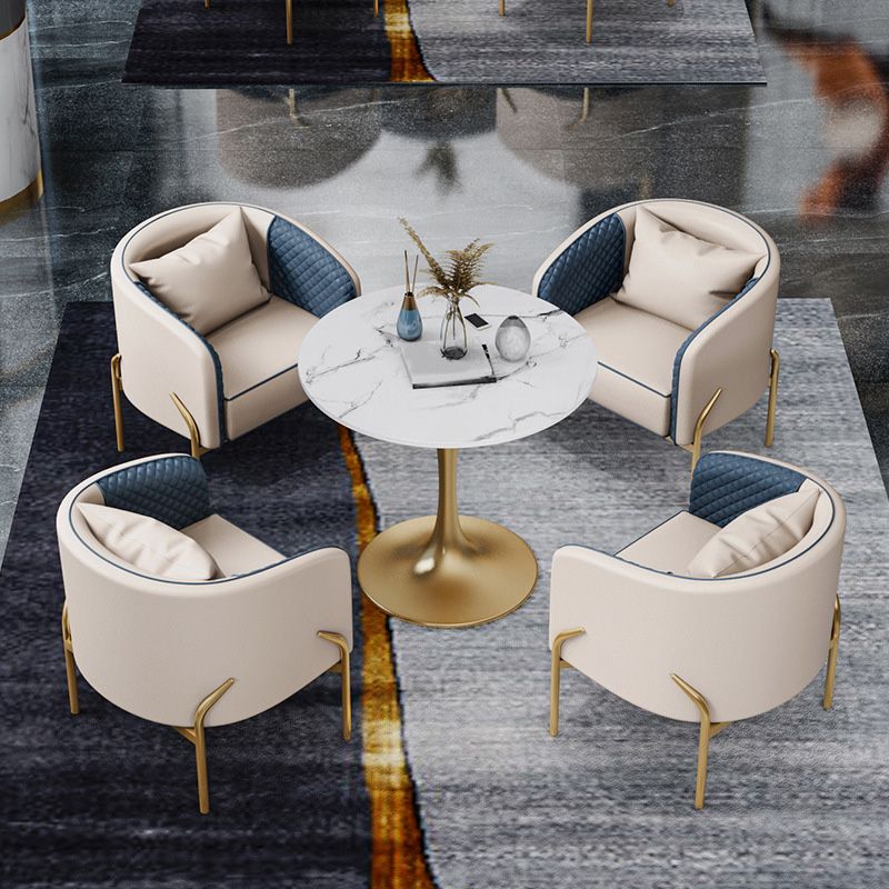 Contemporary Round Dining Table White Stone Top Table for Home Clearhalo 'Dining Tables & Seating' 'Dining Tables' 'dining_table' 'furn' 'furn_dining_table' 'Furniture' 'Kitchen & Dining Furniture' 1200x1200_eee442d1-960a-4f27-af60-eb3a48e86e88