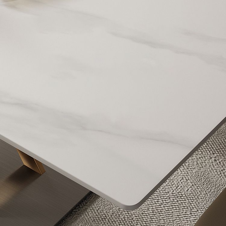 Modern Style Pedestal Dining Table Sintered Stone Rectangle Table