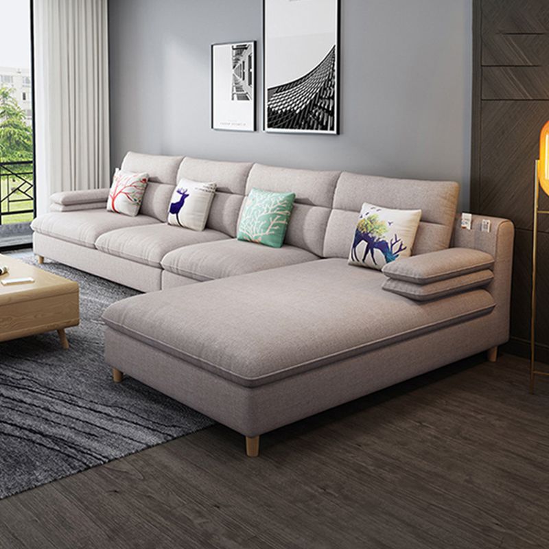 Scandinavian 4-seater Fabric Sectional Slipcovered Pillow Top Arm Sectional Clearhalo 'furn' 'furn_sectionals' 'Furniture' 'Living Room Furniture' 'Sectionals' 1200x1200_eee620a4-a084-40f5-921f-a35f67813907