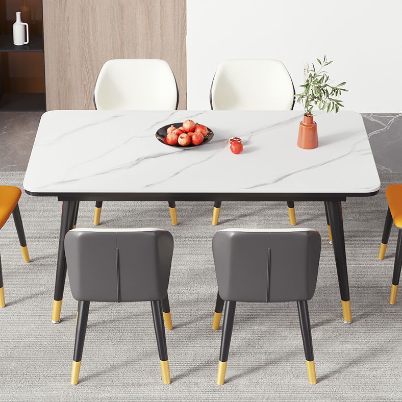 Rectangular Sintered Stone Dining Table Modern 4 Legs Furniture in Matte Finish Clearhalo 'Dining Tables & Seating' 'Dining Tables' 'dining_table' 'furn' 'furn_dining_table' 'Furniture' 'Kitchen & Dining Furniture' 1200x1200_eee6712d-7ccf-4e27-aa10-6fa464cd0d64