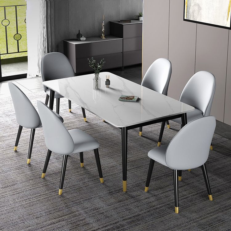 Set di tavoli da pranzo in ferro moderno 1/2/3/5/7 pezzi Dinette Set con top in pietra sinterizzata
