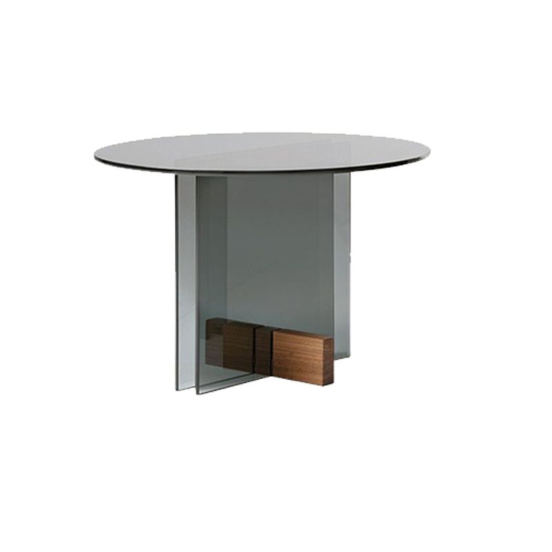 Contemporary Glass Top Abstract Round Living Room Side End Table