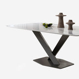 Table de dîner blanche et noire Table de cuisine de salle à manger rectangulaire