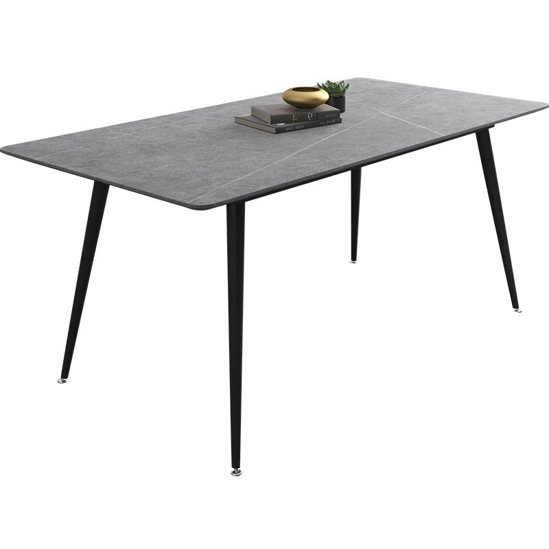 Industrial Gray Sintered Stone Dining Table Rectangle Shape Standard Dining Table for Kitchen Clearhalo ' dining_table' 'Dining Tables & Seating' 'Dining Tables' 'furn' 'furn_dining_table' 'Furniture' 'furniture_dining_table' 'Kitchen & Dining Furniture' 'kitchen&dining_furn' 'kitchen' 'kitchen_dining_table' 1200x1200_eeec5937-7881-4a8f-9510-bf6e247e25df