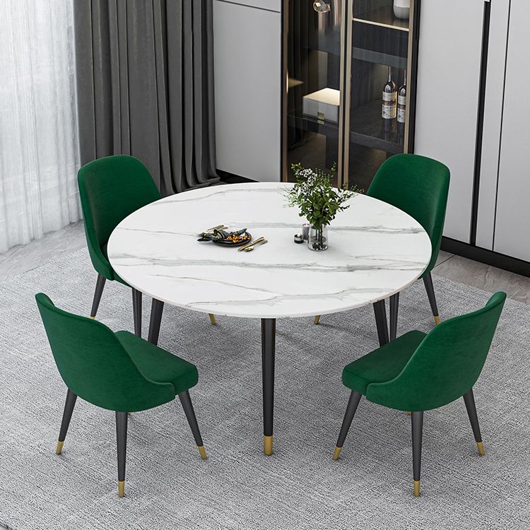 Glam Iron Dinette Set 1/4/5/6/7 Pieces Round White Sintered Stone Top Dining Table Set Clearhalo 'Dining Room Sets' 'Dining Tables & Seating' 'dining_room_set' 'furn' 'furn_dining_room_set' 'Furniture' 'Kitchen & Dining Furniture' 1200x1200_eeec8cb6-6dfd-4b1d-9c60-73604d6f9da9