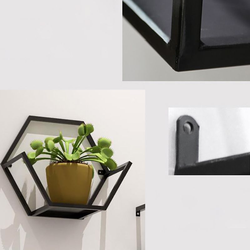 Closed Back Wall Mounted Book Shelf Metal Shelves Included Bookcase in Black Clearhalo 'Bookcases' 'furn' 'furn_bookcases' 'Furniture' 'Office Furniture' 1200x1200_eeed9cde-08eb-4540-88d2-6c5d7ddf315d