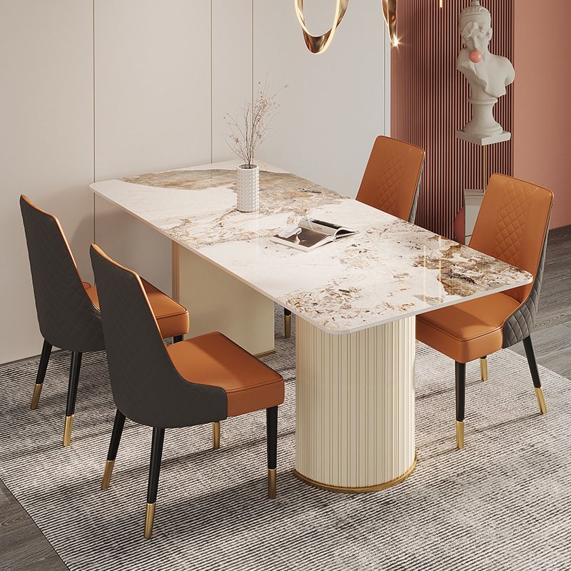 Designer Style Sintered Stone Top Dining Set 1/4/5/7 Pieces Dining Room Table Set Clearhalo 'Dining Room Sets' 'Dining Tables & Seating' 'dining_room_set' 'furn' 'furn_dining_room_set' 'Furniture' 'furniture_dining_room_set' 'Kitchen & Dining Furniture' 1200x1200_eeedfee0-8739-4907-9f07-c60d3a7961de