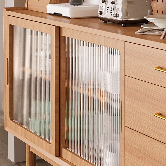 5-Drawer Pine Wood Credenza Modern Glass Sliding Door Cabinets Sideboard for Living Room Clearhalo 'buffet_sideboard' 'Buffets & Sideboards' 'furn' 'furn_buffet_sideboard' 'Furniture' 'furniture_buffet_sideboard' 'Kitchen & Dining Furniture' 1200x1200_eef0708d-90f8-4ee4-9848-987c804e5530