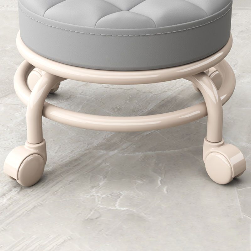 Stain Resistant Ottoman Solid PU Leather Tufted Round Ottoman with Wheels Clearhalo 'furn' 'furn_ottomans_poufs' 'Furniture' 'Living Room Furniture' 'Ottomans & Poufs' 'ottomans_poufs' 1200x1200_eef08a9e-82dc-4326-b652-a68a273ecc4b