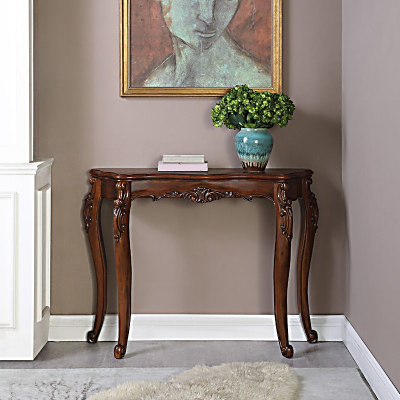 Free Form Wood Console Table with 4 Legs Solid Wood Frame Accent Table for Hall Clearhalo 'Console Tables' 'console_tables' 'Entry & Mudroom Furniture' 'furn' 'furn_console_tables' 'Furniture' 1200x1200_eef0d425-3656-468f-bd73-f4a2ec96513f