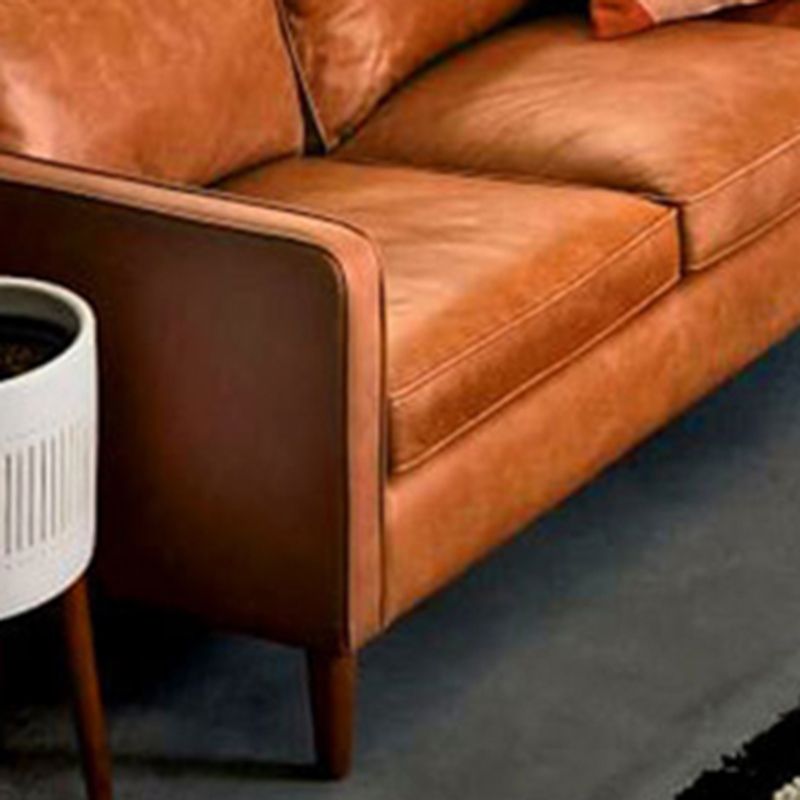 Canapé de bras carré arrière en vrac canapé en faux cuir stationnaire avec coussins