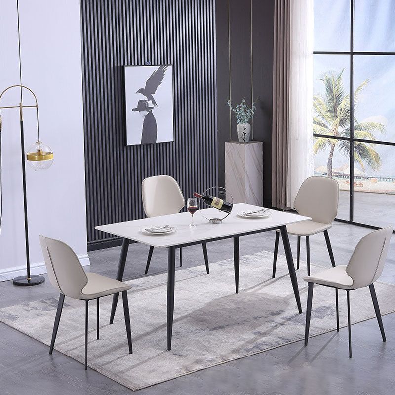 Modern Sintered Stone Dining Table Set White Rectangle Formal Dining Set Clearhalo 'Dining Room Sets' 'Dining Tables & Seating' 'dining_room_set' 'furn' 'furn_dining_room_set' 'Furniture' 'furniture_dining_room_set' 'Kitchen & Dining Furniture' 'kitchen&dining_furn' 'kitchen' 1200x1200_eef44cf1-59c5-4ed4-a87c-f67dab48ba99