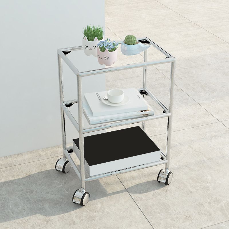 22.44" Tall 4 Legs Side Table with Shelves Modern Metal End Table Stand Clearhalo 'Coffee & Accent Tables' 'End & Side Tables' 'end_side_tables' 'furn' 'furn_end_side_tables' 'Furniture' 'Living Room Furniture' 1200x1200_eef4db6f-f474-439f-aa4d-1e1a153791d2