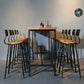 Mesa de bar con caballete rectangular para interiores industriales en metal y madera
