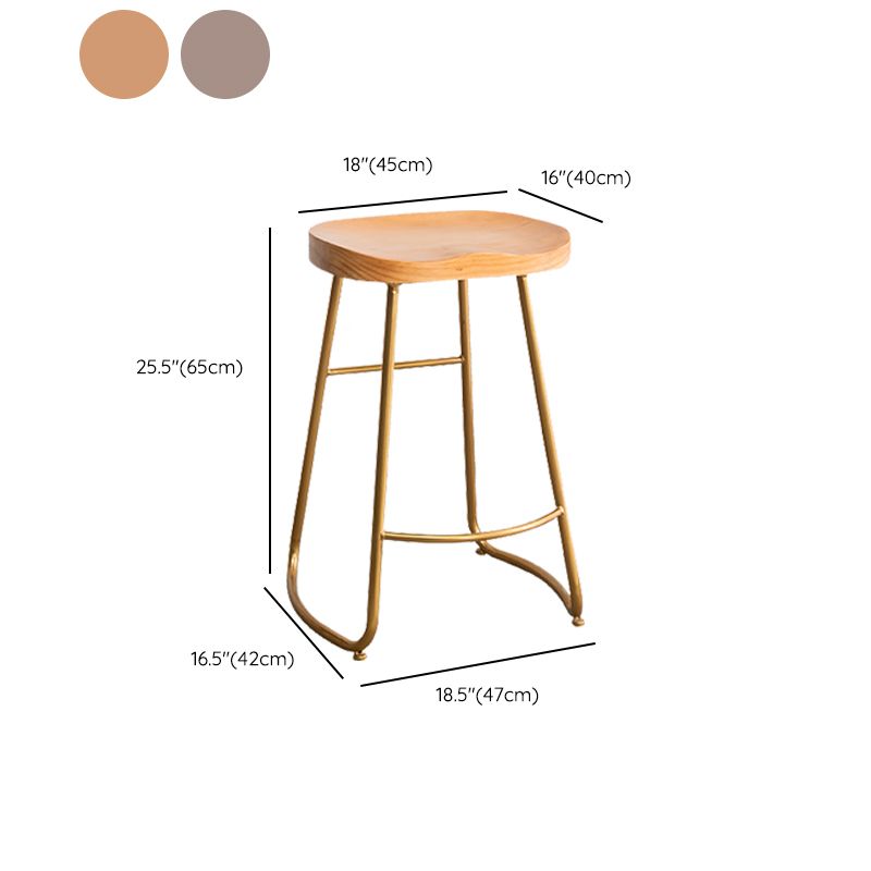 Modern Armless Backless Counter Stool Iron Bar Stool with Wooden Seat for Indoor Clearhalo 'Bar Furniture' 'Bar Stools' 'bar_stools' 'furn' 'furn_bar_stools' 'Furniture' 'Kitchen & Dining Furniture' 1200x1200_eef74d46-66be-4553-89fd-0c279d8fcc76