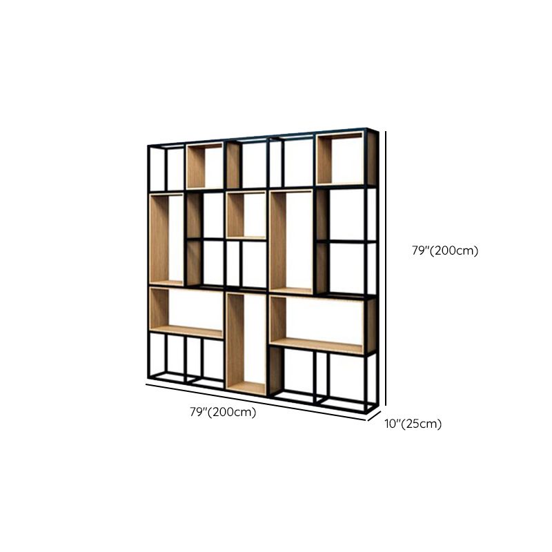 Natural Metal Etagere Shelf Bookcase Shelves Included Open Bookshelf for Study Room