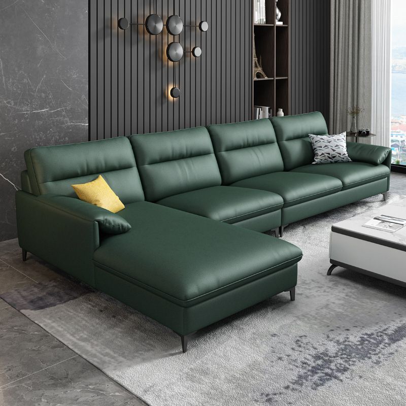 Moderne vlekbestendige L-vormige sectionele 4-zits kussenkussen bovenarm sectioneel