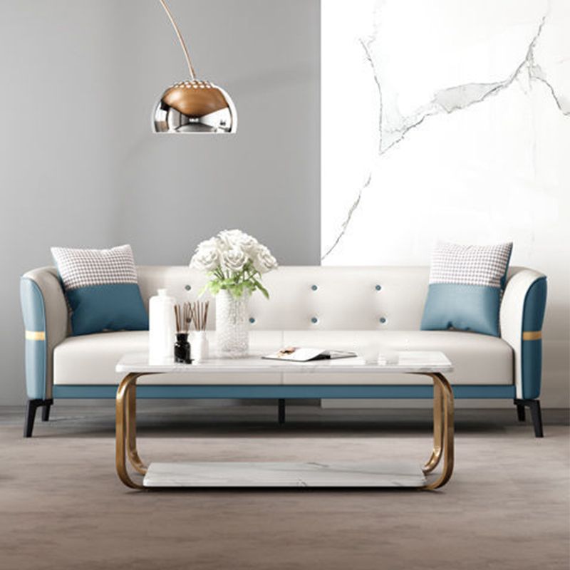 Getufte wijd uitlopende arm bank hedendaagse faux lederen vlekbestendige bank