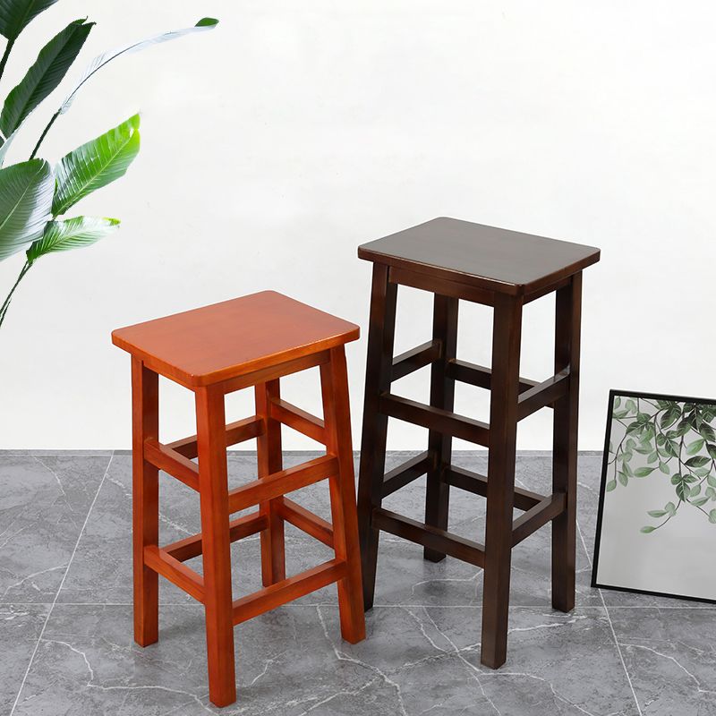 Silla alta sin brazos de madera industrial sin respaldo del taburete del mostrador de madera sólida