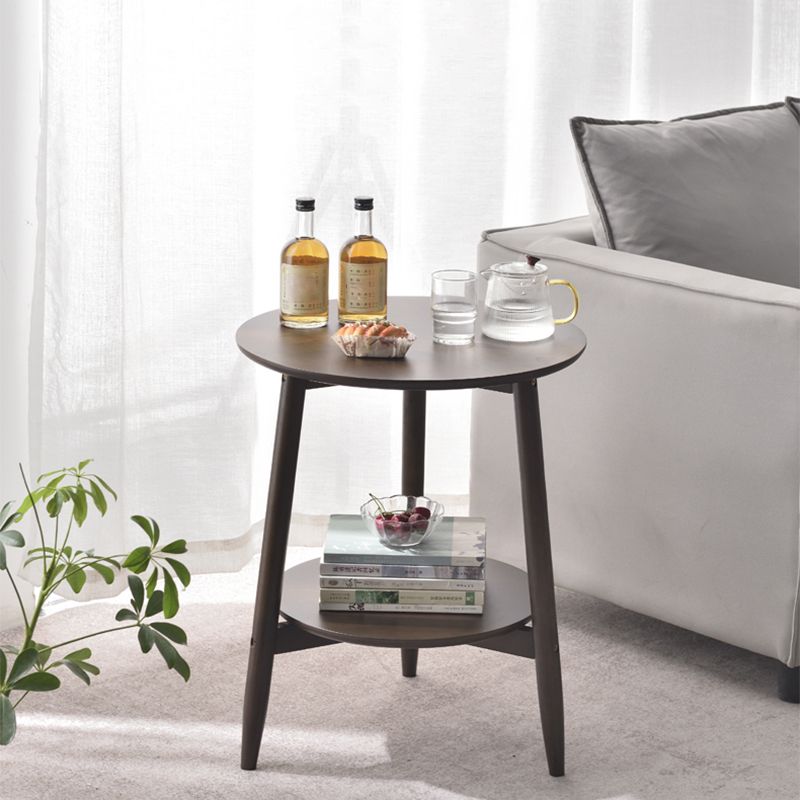 Modernistic Corner Table with Storage Round Double Tier Living Room End Table Clearhalo 'Coffee & Accent Tables' 'End & Side Tables' 'end_side_tables' 'furn' 'furn_end_side_tables' 'Furniture' 'Living Room Furniture' 1200x1200_eef9d26a-cd78-468b-ad4a-ccb652252381