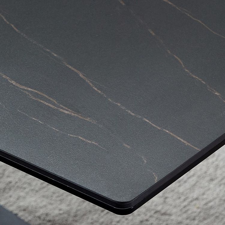 デザイナーの長方形1/4/5/6ピースディネットセット黒い石と金属製のダイニングテーブルセット