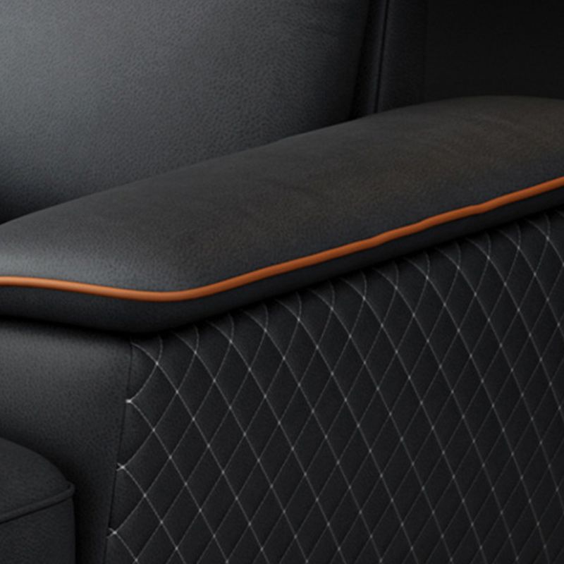 Modern Pillow Top Arm Sofa 4-Seater Faux Leather Sofa with Chaise Clearhalo 'furn' 'furn_sectionals' 'Furniture' 'Living Room Furniture' 'Sectionals' 1200x1200_eefb160b-e793-4aab-89df-fdb3a4f7c3ec