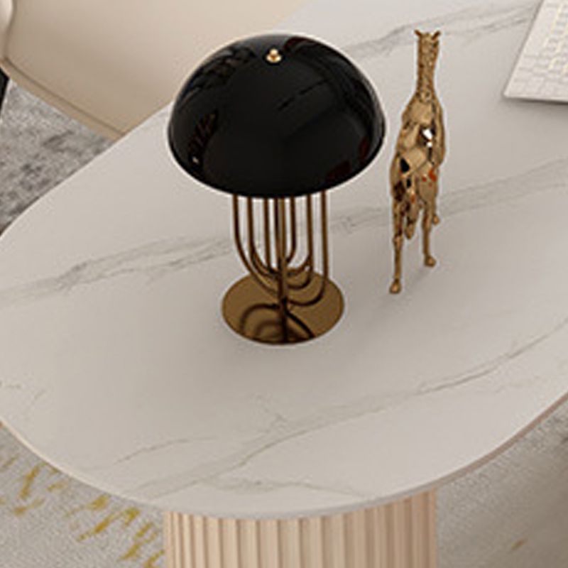 Bureau de bureau d'écriture ovale contemporain Bureau de bureau en blanc avec des jambes