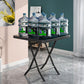 Glass Foldable Dining Table for 2 Person with Black Metal Base Clearhalo 'Dining Tables & Seating' 'Dining Tables' 'dining_table' 'furn' 'furn_dining_table' 'Furniture' 'Kitchen & Dining Furniture' 1200x1200_eeff8689-8ded-43a0-8530-e7b27831bdda