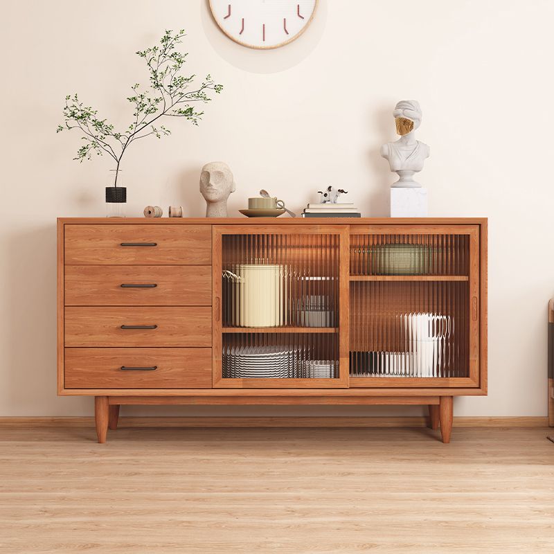 Mid-Century Modern Solid Wood Accent Cabinet with Glass Door Clearhalo 'Cabinets & Chests' 'cabinets_chests' 'furn' 'furn_cabinets_chests' 'Furniture' 'Living Room Furniture' 1200x1200_ef00ca6c-f6f2-411c-ab09-8de6f7910f54