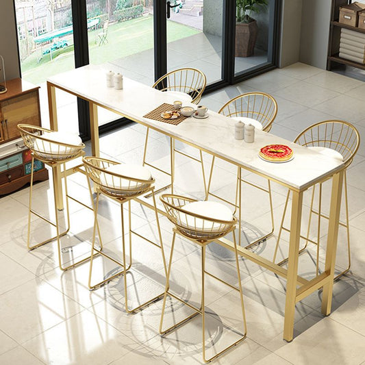 グラムバーの高さテーブルホワイトフェイクマーブルトップビストロテーブルと架台