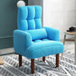 27.55"W Linen Square Arms Convertible Chair with Biscuit Back and Basic Four Legs