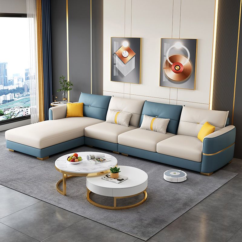Sqaure Arm Tufted Back Sectional Luxurious 4-seat Sectional Sofa Clearhalo 'furn' 'furn_sectionals' 'Furniture' 'Living Room Furniture' 'Sectionals' 1200x1200_ef069b1a-aa4b-4432-9b5e-294a58ce7d19