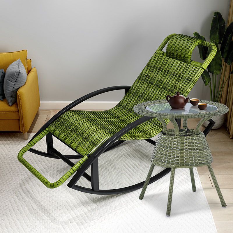 Moderne schommelstoel geweven touw rocker stoel met grijs frame
