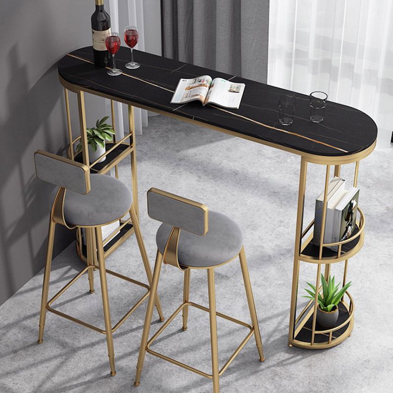 Traditional Luxury Stone Bar Dining Table Oval Bar Table with Double Pedestal