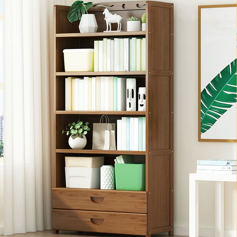 Modern Bamboo Shelf Bookcase Brown Closed Back Book Shelf for Study Room Clearhalo 'Bookcases' 'furn' 'furn_bookcases' 'Furniture' 'Office Furniture' 1200x1200_ef0bd95d-0fd9-4b21-9047-11c8c58c4589