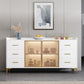 Modern Engineered Wood Sideboard Dining Room 35.4"H Buffet Server with Glass Doors Clearhalo 'buffet_sideboard' 'Buffets & Sideboards' 'furn' 'furn_buffet_sideboard' 'Furniture' 'Kitchen & Dining Furniture' 1200x1200_ef0c8a83-9d11-49f2-93cd-5662b26cd068