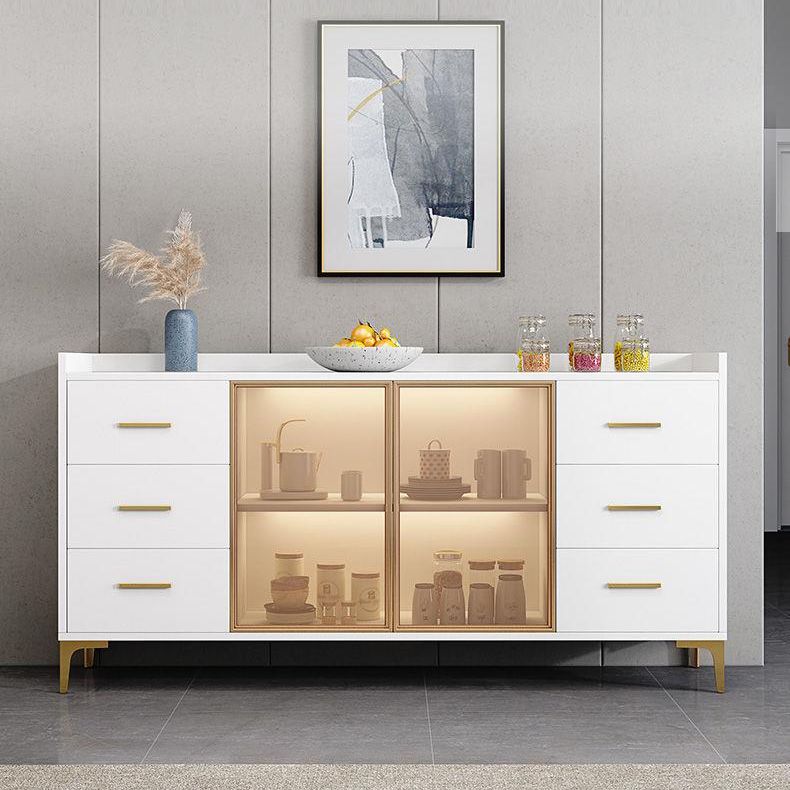 Modern Engineered Wood Sideboard Dining Room 35.4"H Buffet Server with Glass Doors Clearhalo 'buffet_sideboard' 'Buffets & Sideboards' 'furn' 'furn_buffet_sideboard' 'Furniture' 'Kitchen & Dining Furniture' 1200x1200_ef0c8a83-9d11-49f2-93cd-5662b26cd068