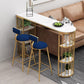 Table de bar de style Glam, table de bistro à double caisson en faux marbre avec rangement